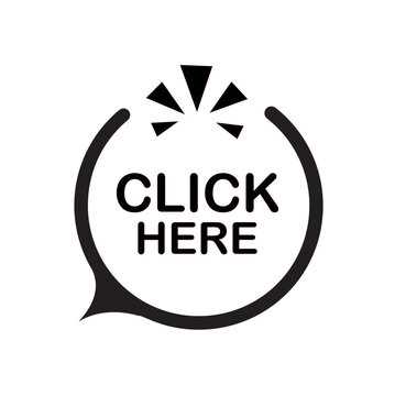 click here sign on white background