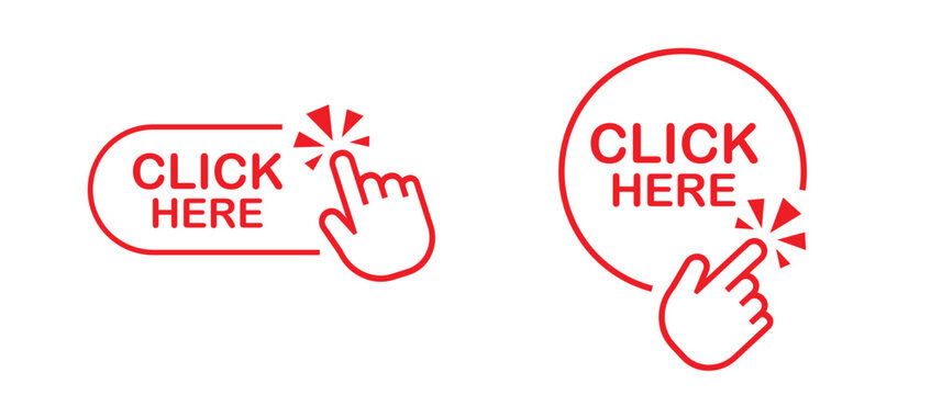 click here sign on white background