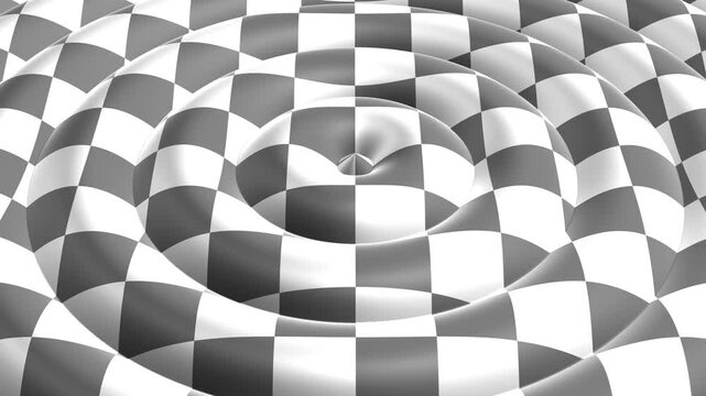 Abstract checkered surface with circular motion graphic seamless loop 4K animation
