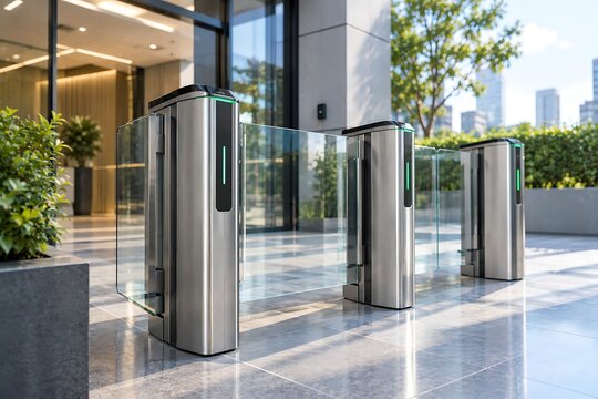 Modern black steel sliding security gate with vertical bars at a contemporary school campus entrance, illustrating perimeter protection, controlled access, and educational facility safety.
