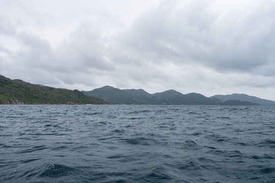 Sailing on a boat around Seychelles island in January