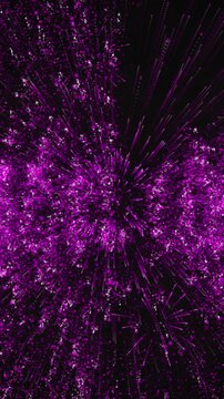 Vertical video: Lower edges sparking purple bursts coat Buon anno text with sparks marking New Year