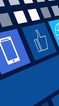 Vertical video: Bell tile starting sweep, blue tiles sliding diagonal across grid, showing icons