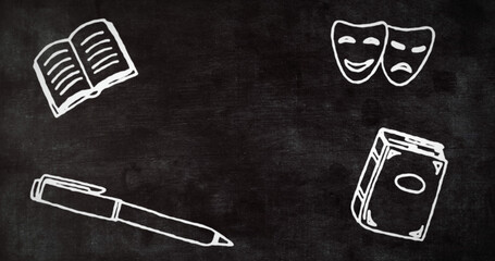 Image of white icons over blackboard © vectorfusionart