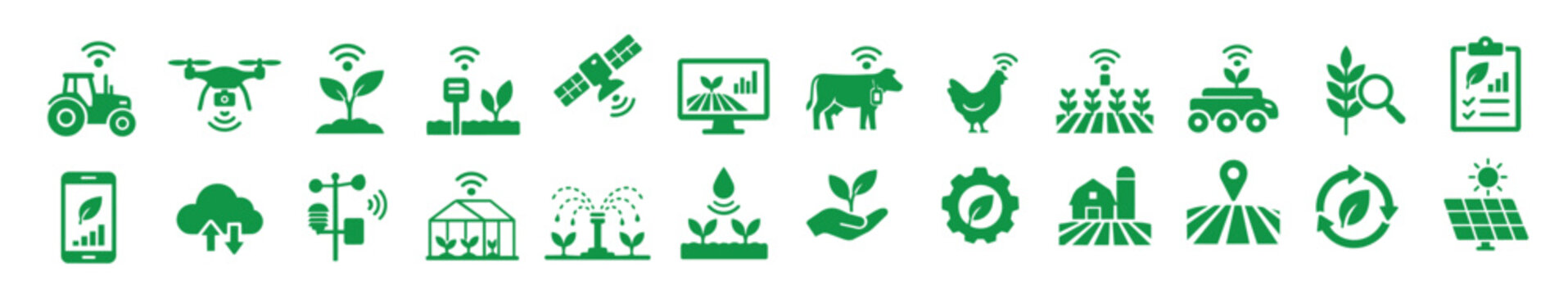 smart farming icons on white background
