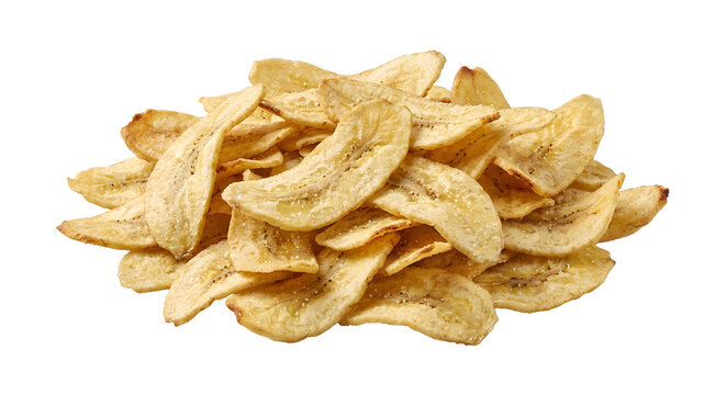 Compact cluster of Peruvian chifles thin curved on White Background