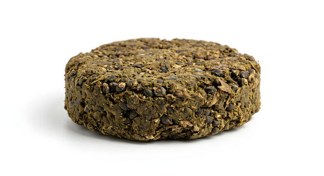Sudanese fermented okra seed condiment cake on White Background