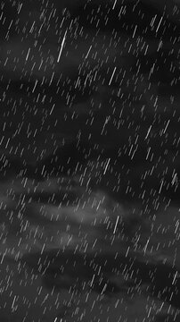 Vertical video: Gust starting rain streaks falling slanted, shifting density, showing night storm