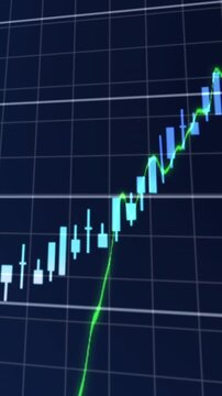 Vertical video: Black frame fading, chart revealing bars rising then falling, showing volatility