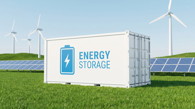 Energy storage battery container outdoor renewable power solar wind energy storage container battery. Future renewable energy. industrial electricity power system, supply capacity management