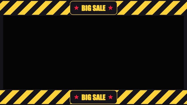 Yellow Black Hazard Stripe Sale Frame Green Screen Overlay for Flash Sales