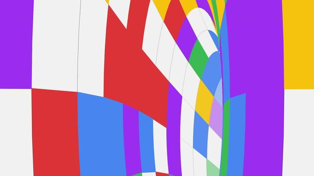 Colorful geometric grid pattern warping in abstract optical illusion animation