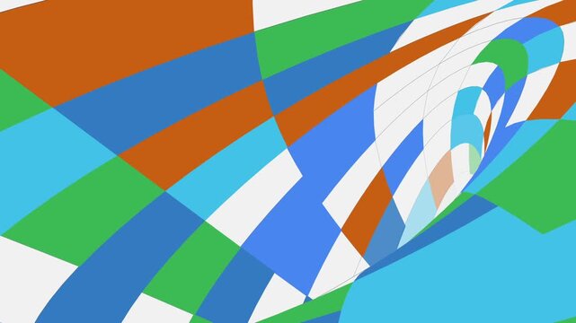 Colorful geometric grid pattern warping in abstract optical illusion animation