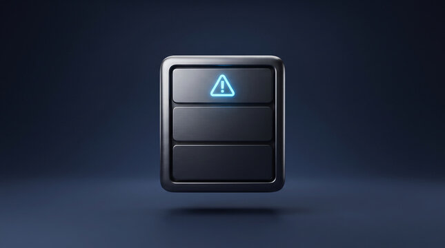 Digital Warning Button With Glowing Icon