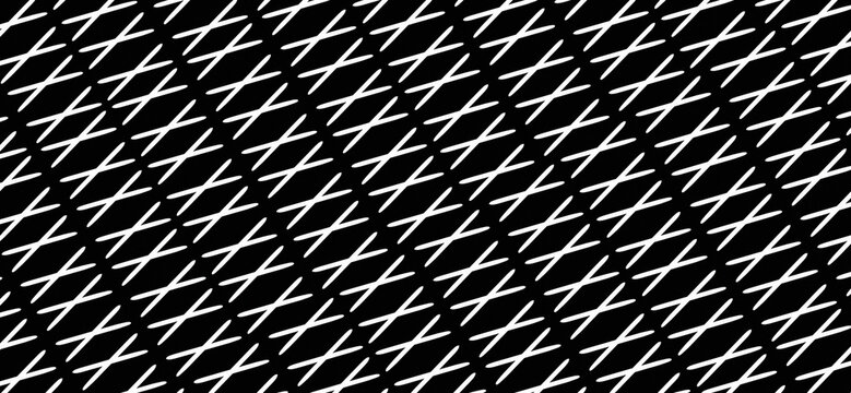 Seamless Abstract Black and White Wavy Line Pattern Background with Intertwined Double Curve Lines