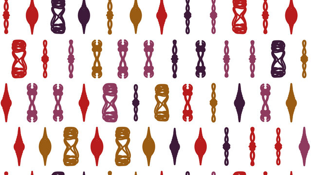 Stylized shapes pattern in red, purple, and brown