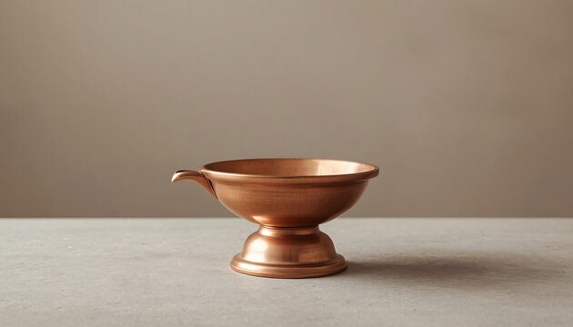 Traditional Solid Copper Diya Oil Lamp Vessel Mockup