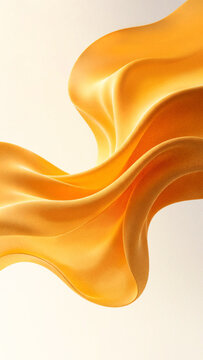 Vertical abstract 3D wavy cloth background with grainy particle texture featuring luxury gradient of yellow honey, amber, and saffron for mobile wallpaper.