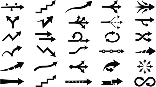 Abstract split and merging arrows pattern background, seamless background pattern showing complex arrow pathways, splits and merging directions on a striped texture