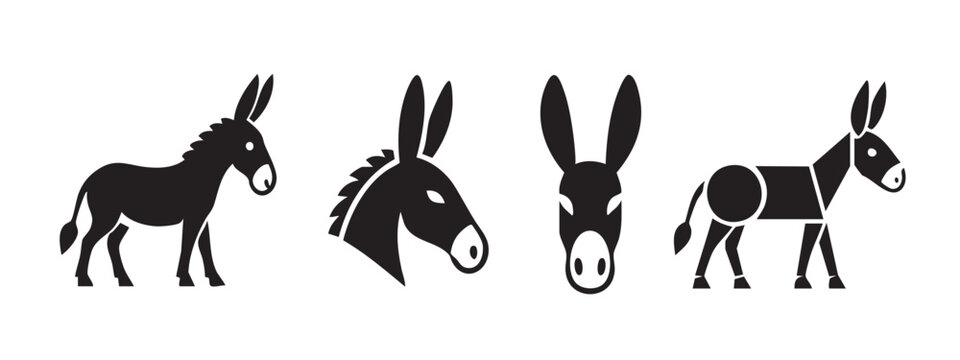 Donkey Logo and Mascot Silhouette Collection