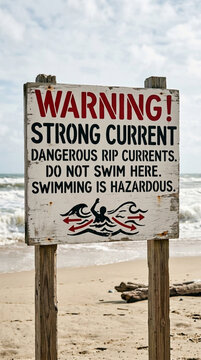 Warning Sign Strong Current Dangerous Rip Currents Do Not Swim Here Beach Danger