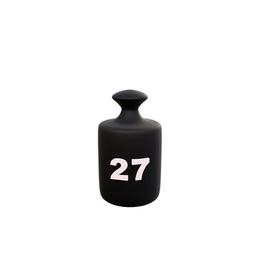 27 kg. weight of kilogram text isolated on white background. 3d render.