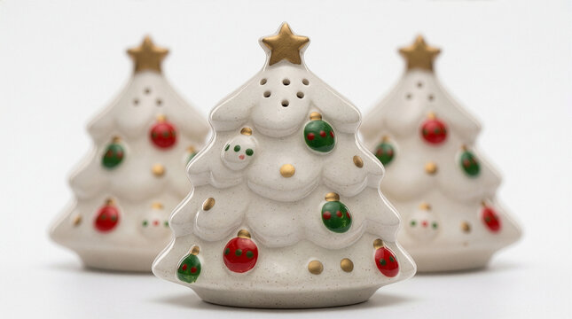 Ceramic Christmas tree salt and pepper shakers