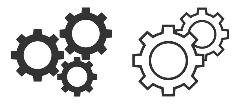 settings and gear icon design. Mechanism wheels logo. Cogwheel concept template. Gear circle Icon collection. Vector illustration.