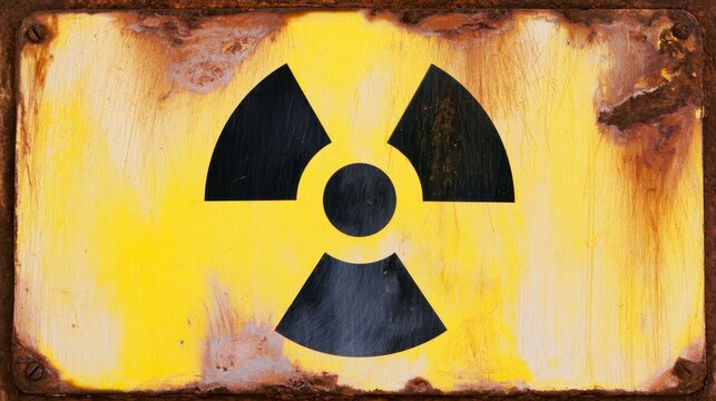 Nuclear danger warning sign symbolizing radiation hazards, radioactive materials, and atomic threats, highlighting the risks of nuclear accidents, contamination, environmental damage, public safety
