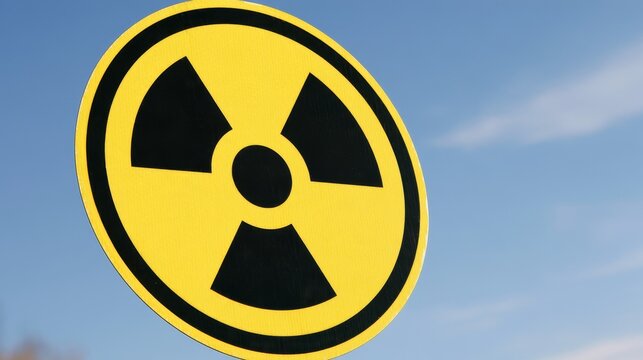 Nuclear danger warning sign symbolizing radiation hazards, radioactive materials, and atomic threats, highlighting the risks of nuclear accidents, contamination, environmental damage, public safety