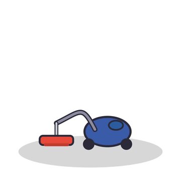 Vacuum cleaner sweeping floor and sucking dust white background