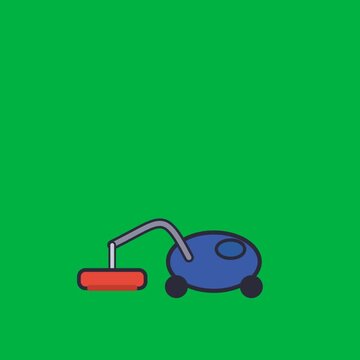 Vacuum cleaner sweeping floor and sucking dust green screen