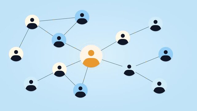 Network of User Avatars Connecting with Animated Data Pulses