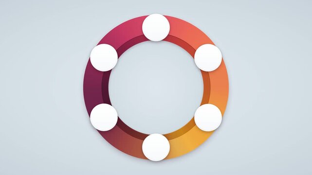Circular Cycle Infographic Animation with Six Blank Steps
