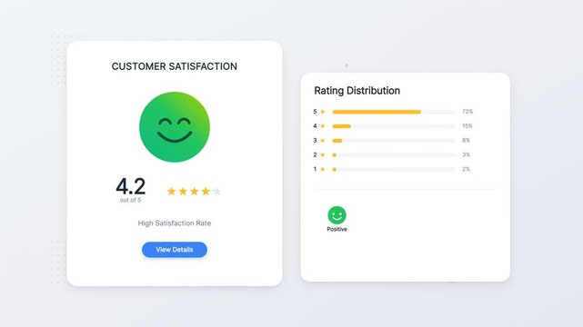 Animated customer satisfaction dashboard with rating distribution
