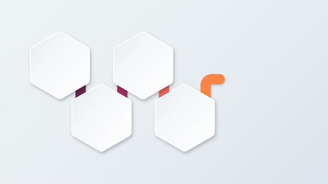 Six blank hexagons forming a connected infographic pathway