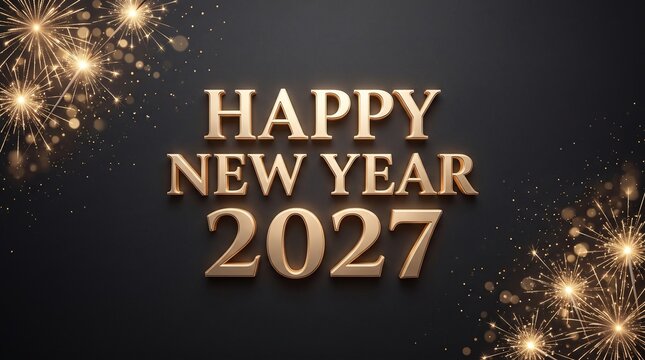 Happy new year 2027 celebration with fireworks background