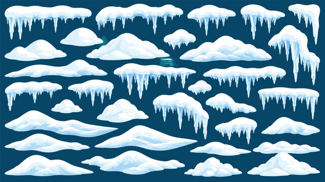 A collection of stylized snow drifts and icicles presents a wintery vector illustration snowdrift snowscape winter