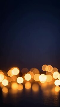 Warm golden bokeh lights on a dark background in a vertical triptych sequence showing subtle motion and soft reflections across a glossy surface.