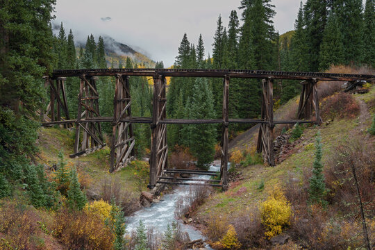The Abandoned Railroad Trestle Bridge at Trout Lake, Colorado