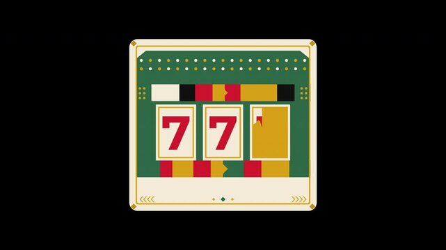 Scratch card rubbed open to three sevens, seamless loop, alpha