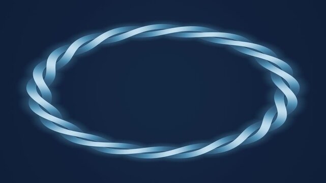 Icy metallic ribbon ring framing a navy center