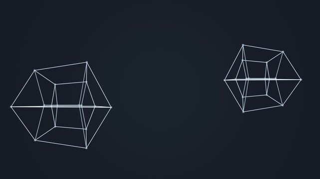 Chrome tesseract wireframes for a science presentation