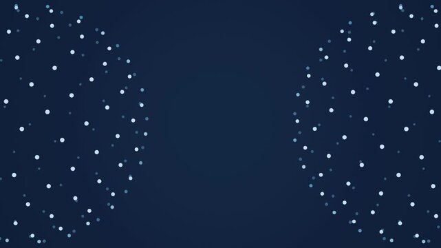 Icy blue spherical dots rotating at the edges of a navy frame