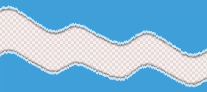 Blue paper with a wavy torn edge in the middle