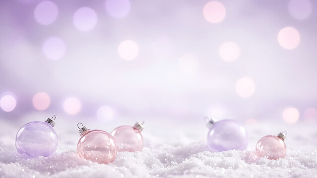 Lilac Pastel Christmas Bokeh with Gentle Snowfall