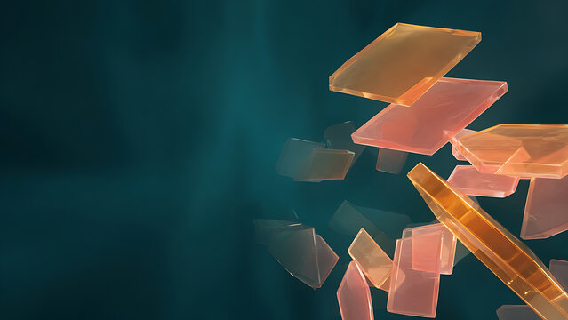 Amber Glass Panels with Layered Light and Depth