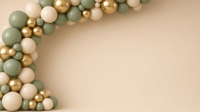 Sage Green Cream and Gold Balloon Arch Mockup
