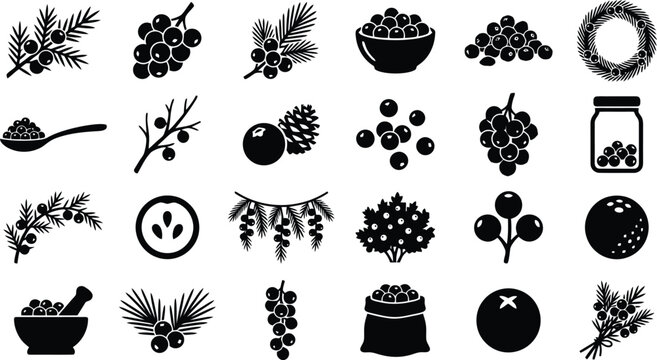 Collection of Berry and Pine Cone Icons