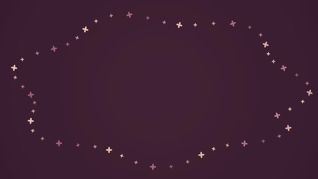 Rose gold star procession framing a plum greeting area
